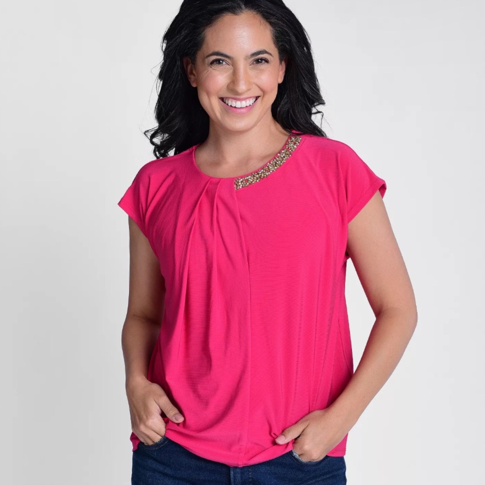 Women’s‎ Tiana B Pink Jeweled Top